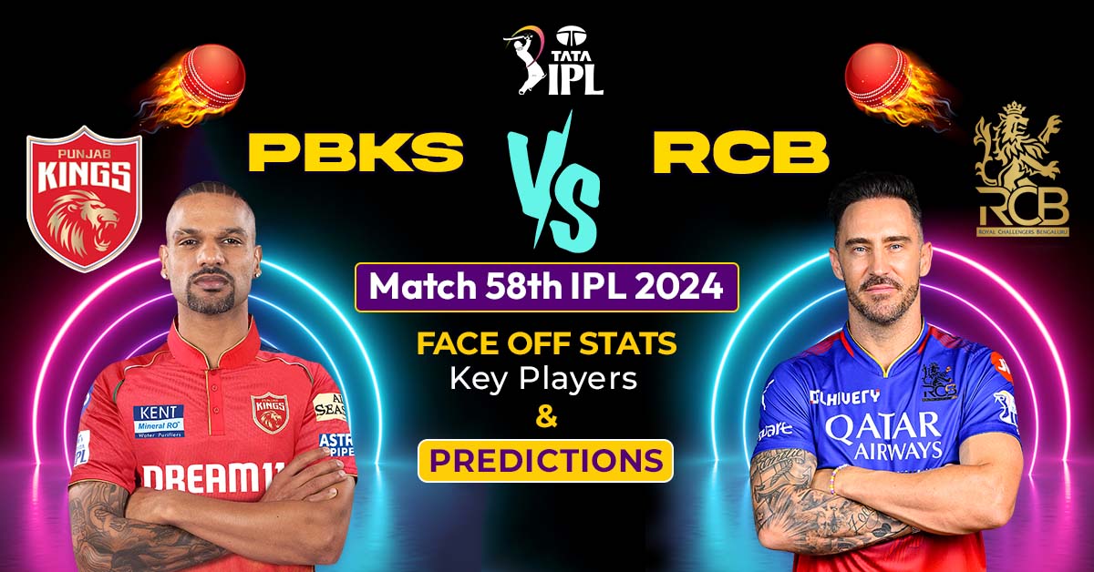 PBKS vs RCB Match 58th, IPL 2024: Face Off Stats, Key Players And Predictions